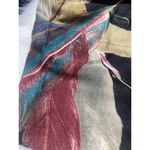 Multicolor Feather Print Scarf Wrap Shawl 90" L X 37" W Cotton & Viscose Blend Black Photo 1