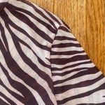 Zebra print mesh long sleeve mock neck shirt White Photo 3