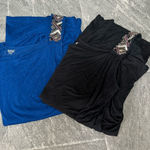 a.n.a Lot of 2 Plus Size Y2K Beaded Tops Black‎ & Blue Dressy Cruise Date Night Photo 0