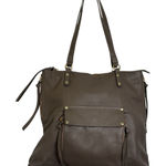 Kooba Everette Taupe Brown Leather Expandable Tote Shoulder Bag Gold Accents Photo 0