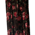 Worthington  Vintage 90s Floral Skirt Brown Rose Print Pleated Maxi Size 8 Grunge Photo 0