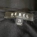 Rebel Womens Blouse Top Shirt Cold Shoulder Abstract Print Black White Pink 2X Photo 7