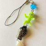 Handmade Kawaii y2k funny funky grunge style neon green baby phone dangle phone strap/bag charm/keychain/display/accessory💚👶🐟⭐️ Photo 0