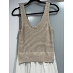 Elan Women's Dress Knit Tank Top White Tiered Maxi Dress Size M Medium Photo 3