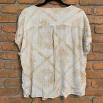 Maurice's Button Down Top Womens Size XXL Beige White Bandana Print Short Sleeve Photo 2