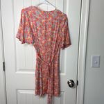 Billabong NWOT‎  women’s pink floral wrap tie flare sleeve mini summer dress XS Photo 3