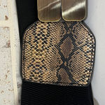 Black and Gold Wide Belt with Snakeskin Detail Photo 1