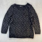 Chico's  Fuzzy Metallic‎ Sweater Sparkle Party Top Black Gold Size S Photo 0