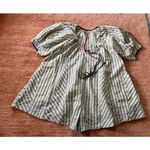 Free People Bop Around Textured Striped Romper Puff Sleeve Dress Size S Photo 1