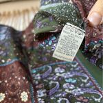 William B Green Patchwork Boho Bell Sleeve Loose Fit Open Back Long Sleeve Dress Photo 5