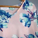 Adrienne  Pink and Blue Floral Blouse Flowy Tunic Medium Photo 5