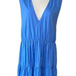 ZARA NWT  Gathered Short Tired Midi Dress Bohemian Blue Small Photo 2