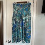 Jules & Leopold Y2K Drop Waist Paisley Asymmetrical Midi Skirt. Large. Blue. Photo 4