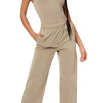 Good American  Wide Leg Nylon Track Pants in Brindle Size 2 Medium Photo 0