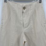 Loft  Pants Linen Cotton Blend Cropped Wide‎ Leg Cream Seamed Women’s Size 4 NWT Photo 2