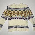 Talbots Fair Isle wool blend mockneck sweater ivory multicolor size small Photo 9