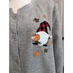 90s Grandma Sweatshirt Womens 3X Embroidered Fall Gnome Pumpkin Cardigan Sweater Gray Photo 1