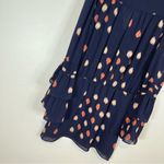 Parker  Bell Sleeve 100% Silk Dress XS Navy Dot Print $299 Pintuck V-Neck Photo 5
