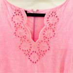 Talbots NWT Talbot’s Linen Eyelet Sleeveless Shift Dress Embroidered Scalloped Pink 12 Photo 4