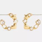 Coach  Gold Star Heart Mix Huggie Earrings Photo 0