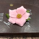 Handmade Vintage Pink Leather Flower Brooch Canada Artisan Photo 3