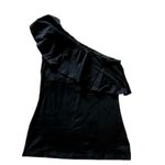Susana Monaco NWOT Black One Shoulder Ruffle Top - Size Medium Photo 4