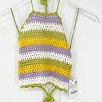 ZARA NWT  Striped Crochet Open Back Halter Top S Photo 0