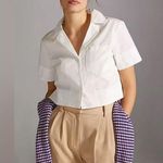 Anthropologie Maeve Poplin Cropped Blouse Photo 0