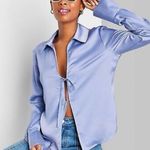 Princess Polly NWT Satin collared tie front top Photo 0