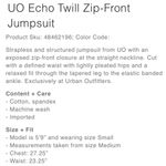 Urban Outfitters UO  Echo Twill Zip Front Jumpsuit Size S Photo 13