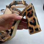 Raid Brown Leopard Print Block Chunky Heels Strappy Womens Sandals 7 Ankle Strap Photo 3