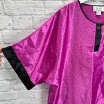 J.O. Classic Satin Silky Sleep Shirt Size M Purple Black Dot Short Sleeve Pocket Size M Photo 1