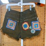 Chaser  Jean Shorts Blue and Red Distressed Hem Photo 2