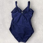 Lands' End New  One‎ Piece Swimsuit Women L 14-16 Blue Ruched Tummy Control Ring Photo 1