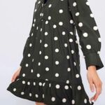 ZARA olive green ruffled long sleeve polka dot dress Photo 0