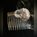 Vintage Elegant Feather Black and Gold Hair Comb Photo 1