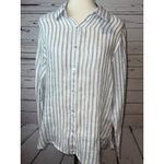 Jones New York ‎ Blouse Medium Long Sleeve 100% Linen Shirt Stripe Beach Comfort Photo 3