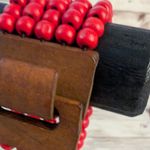 Vintage Bracelet Red Beads with Wooden Clasp Chunky Statement Photo 1
