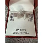 Rachel Ashwell NIB 925 Silver Cubic Zirconia Hoop Half Huggie Earrings Photo 1