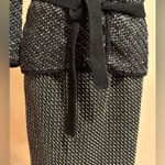 Ann Taylor Button Down Knit Cardigan Black Ivory Belt Collar Wool Blend SZ M Photo 3