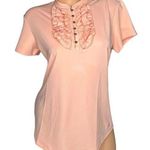Lady Hagen  Peach Ruffled Shirt Womens M Hydro-Dri Golf Short Sleeve Button UPF Photo 0