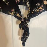 Gypsies & Moondust  Collared Button Up Blouse Tie Front Black Floral Size Large Photo 1