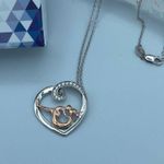 Sterling Silver Mom And Child Rose Gold CZ Necklace Photo 3