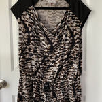 Calvin Klein Women XL Black Brown Animal Print Cowl Neck Tunic Top Photo 0