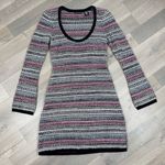 Vintage Moda International Striped Scoop Neck Sweater Dress Multicolor Medium Gray Photo 12