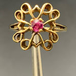 VTG Avon Gold Veremiel Over 925 Sterling Real Ruby Open Work Clover Ring Sz 6.75 Photo 0