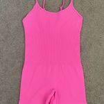 Hot Pink Bodycon Ribbed Romper Photo 0