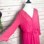 Candie's Candie’s Pink 3/4 Sleeve Button Front Belted Dress Size Medium Photo 2
