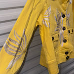 Casual Living Jacket white embroidered Yellow Floral Women's XL Photo 4