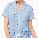 J. Crew Factory cotton pj top preppy striped apple print size smal Blue Photo 0